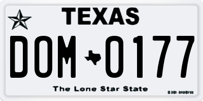 TX license plate DOM0177