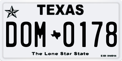 TX license plate DOM0178
