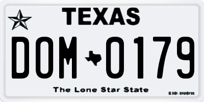 TX license plate DOM0179