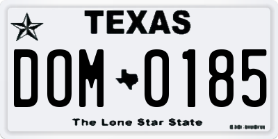TX license plate DOM0185