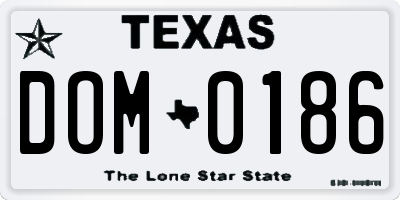 TX license plate DOM0186