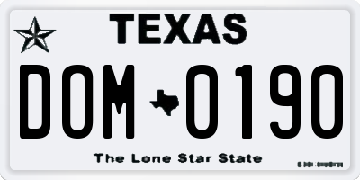 TX license plate DOM0190