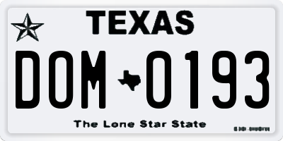 TX license plate DOM0193