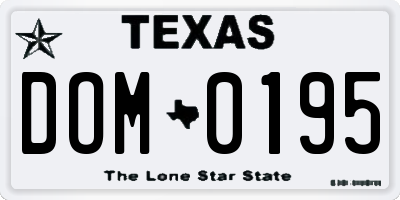 TX license plate DOM0195
