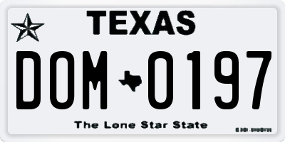TX license plate DOM0197