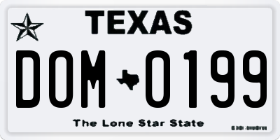 TX license plate DOM0199