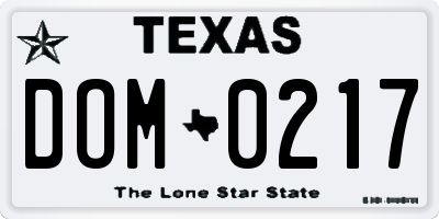 TX license plate DOM0217