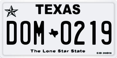TX license plate DOM0219