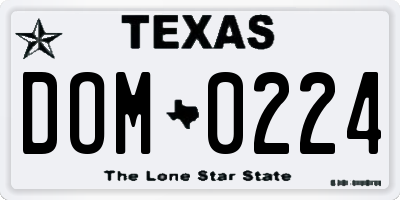 TX license plate DOM0224