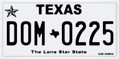 TX license plate DOM0225