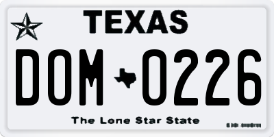 TX license plate DOM0226