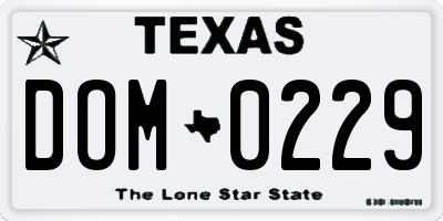 TX license plate DOM0229