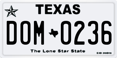 TX license plate DOM0236