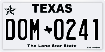 TX license plate DOM0241