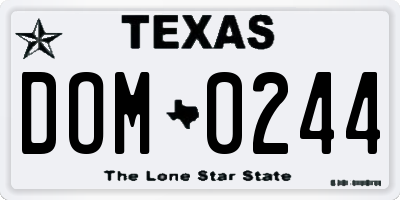 TX license plate DOM0244