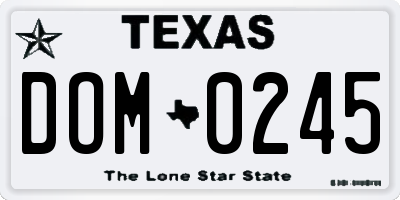 TX license plate DOM0245