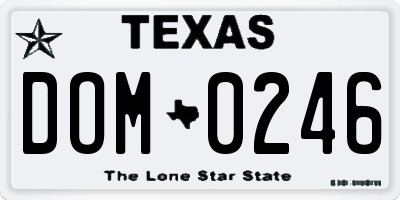 TX license plate DOM0246