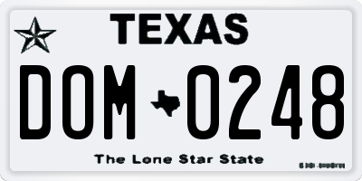 TX license plate DOM0248