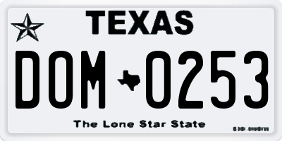 TX license plate DOM0253