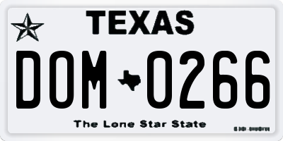 TX license plate DOM0266