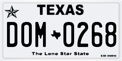 TX license plate DOM0268