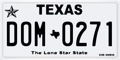 TX license plate DOM0271