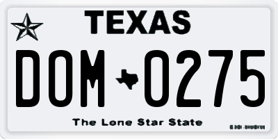 TX license plate DOM0275