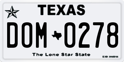 TX license plate DOM0278