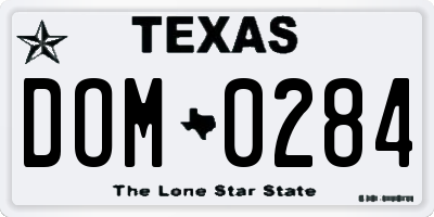 TX license plate DOM0284