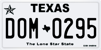 TX license plate DOM0295