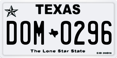 TX license plate DOM0296