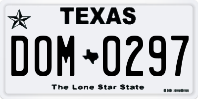 TX license plate DOM0297
