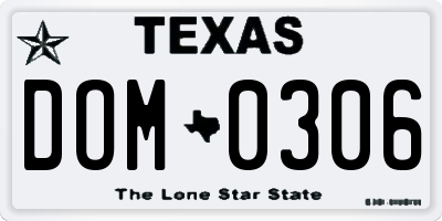 TX license plate DOM0306