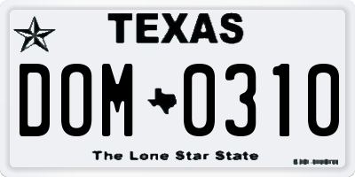 TX license plate DOM0310