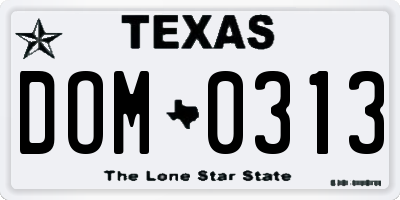 TX license plate DOM0313
