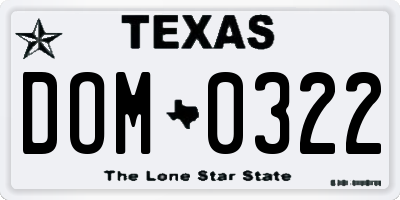 TX license plate DOM0322
