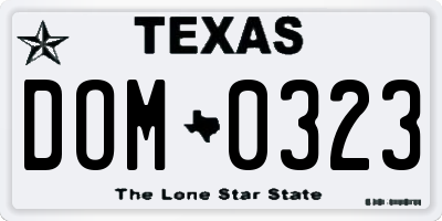 TX license plate DOM0323