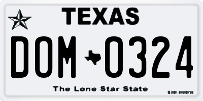 TX license plate DOM0324
