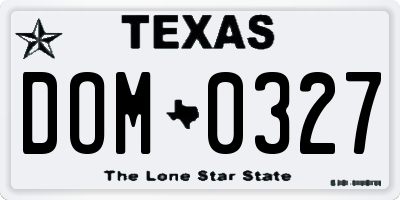 TX license plate DOM0327