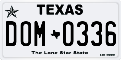 TX license plate DOM0336