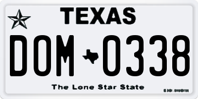 TX license plate DOM0338