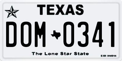 TX license plate DOM0341