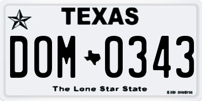 TX license plate DOM0343