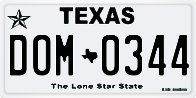 TX license plate DOM0344