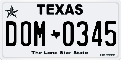 TX license plate DOM0345