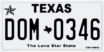 TX license plate DOM0346