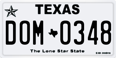 TX license plate DOM0348