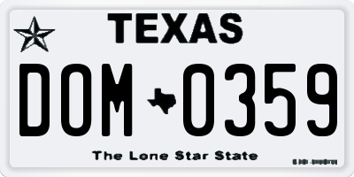 TX license plate DOM0359