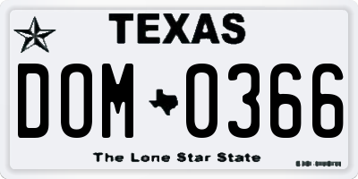 TX license plate DOM0366