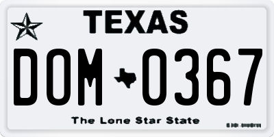 TX license plate DOM0367